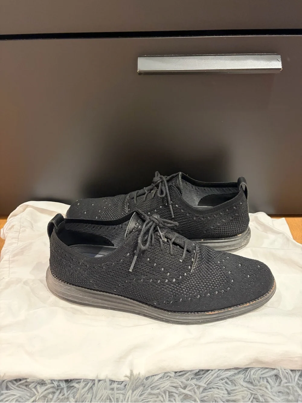 Cole Haan Black Knit Lace-Up Oxfords